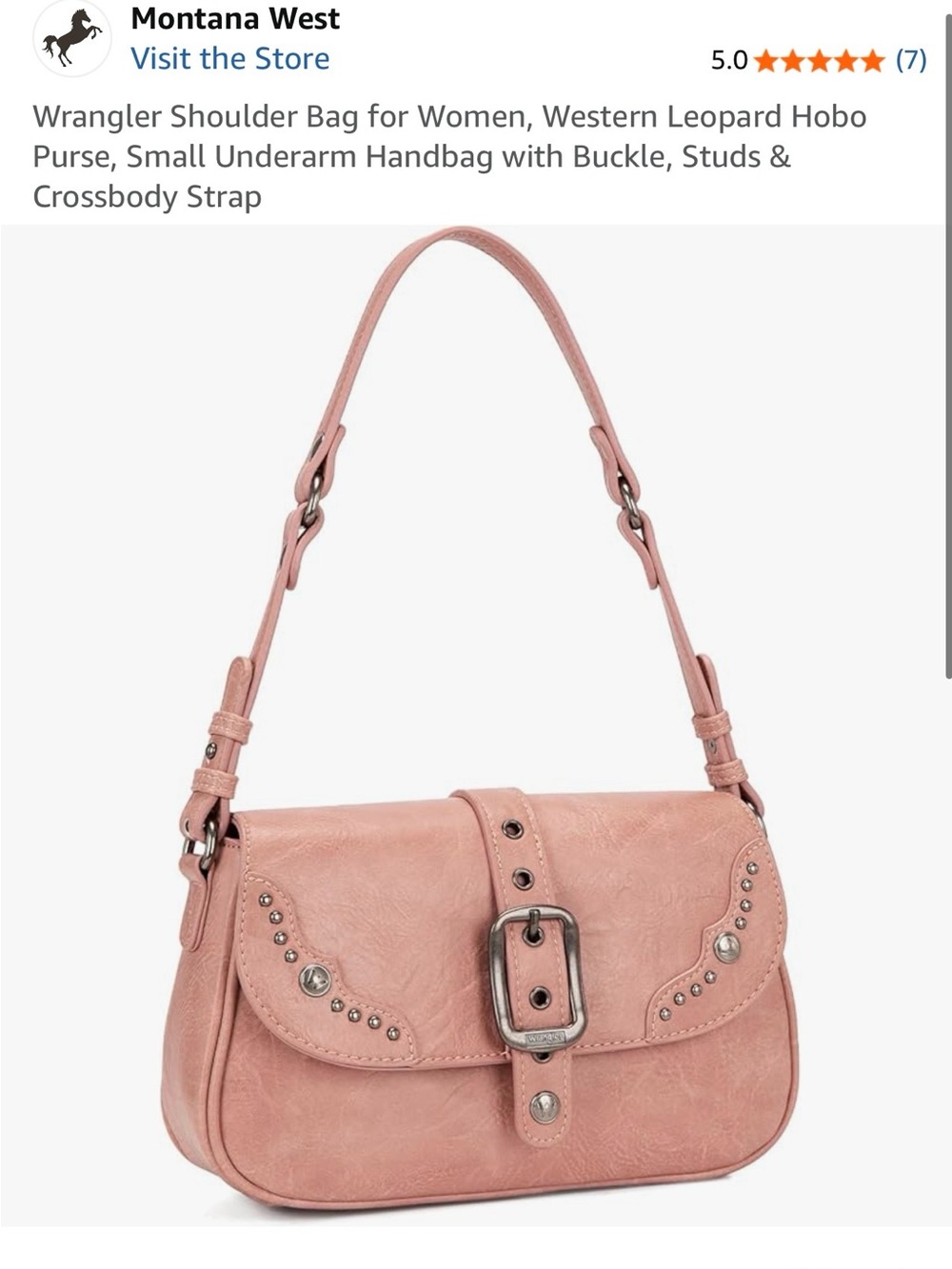 NWT Wrangler Pink Western Studded Buckle Shoulder Crossbody Bag